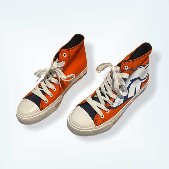 NFL DENVER BRONCOS HIGH TOP BIG LOGO CANVAS SHOES - Picture 11 of 12